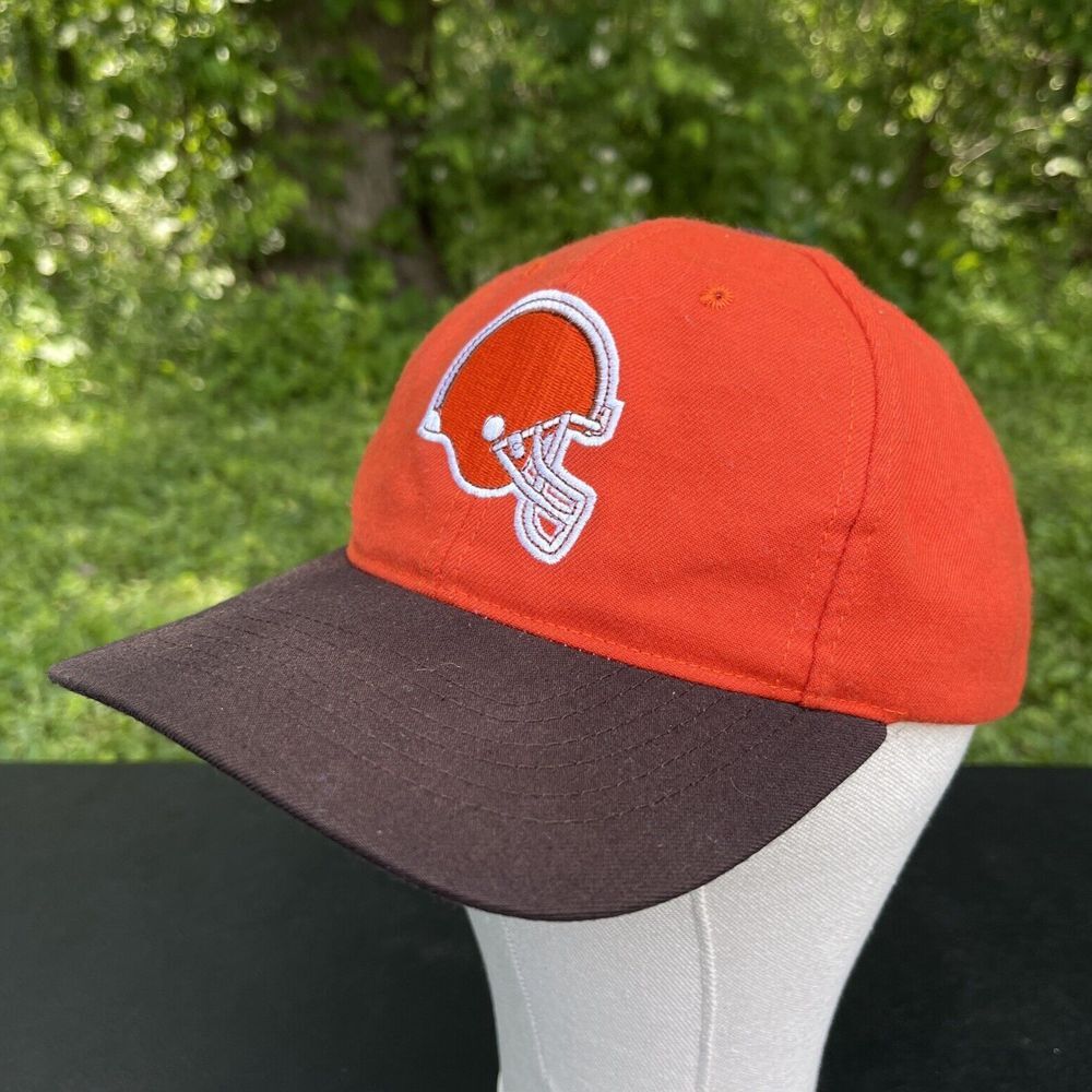 Cleveland Browns 90s Vintage Orange Brown Snapback Hat Cap Helmet Logo‎ USA Made